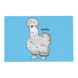 Silkie chicken cartoon illustration placemat