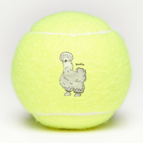 Silkie chicken cartoon illustration  tennis balls