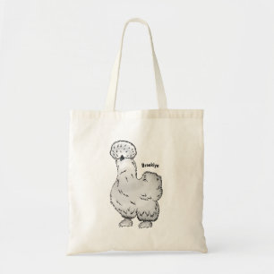 Silkie chicken cartoon illustration tote bag