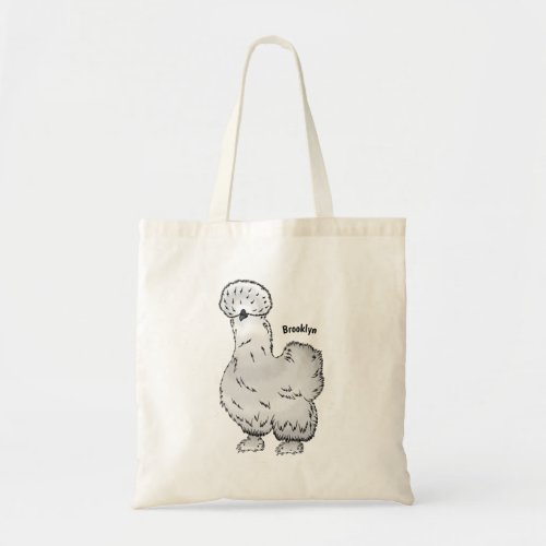 Silkie chicken cartoon illustration  tote bag