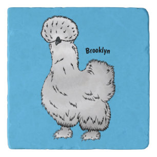 Silkie chicken cartoon illustration trivet