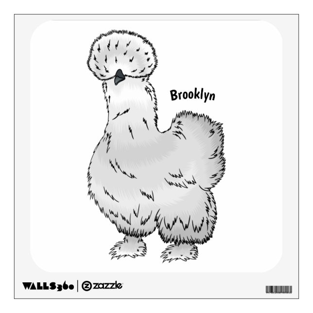 Silkie chicken cartoon illustration  wall decal (Front)