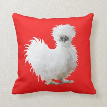 Silkie Chicken Throw Pillow by BamalamArt at Zazzle