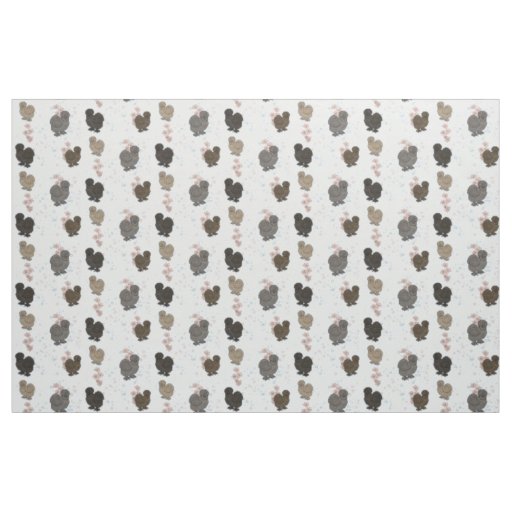 Silkie chickens fabric