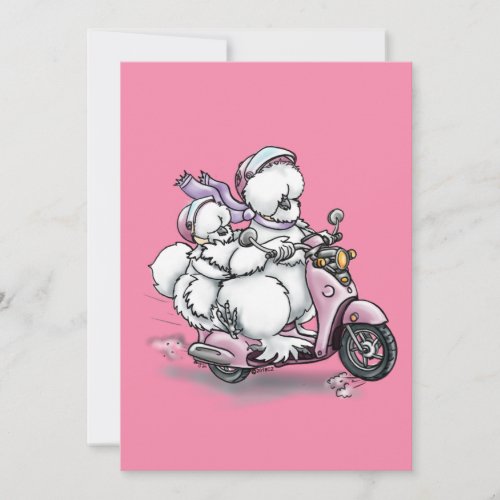 Silkie Chickens on a scooter Thank You Card