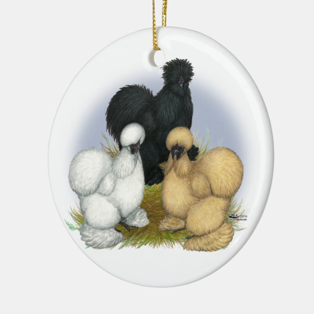 Silkie Trio Ceramic Ornament (Left)