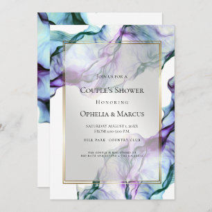 Silky Abstract Indigo Watercolor Invitation