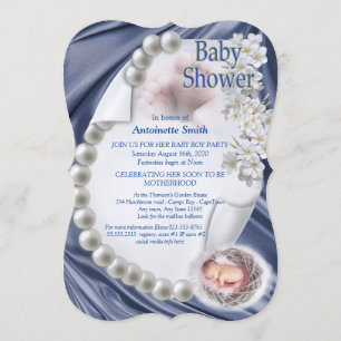 Silky Blue Pearl Baby Shower Invitation