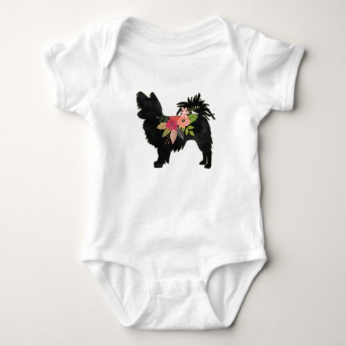 Silky Chihuahua Dog Breed Boho Floral Silhouette Baby Bodysuit