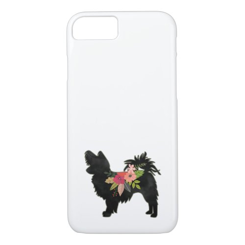 Silky Chihuahua Dog Breed Boho Floral Silhouette iPhone 87 Case