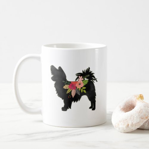 Silky Chihuahua Dog Breed Boho Floral Silhouette Coffee Mug