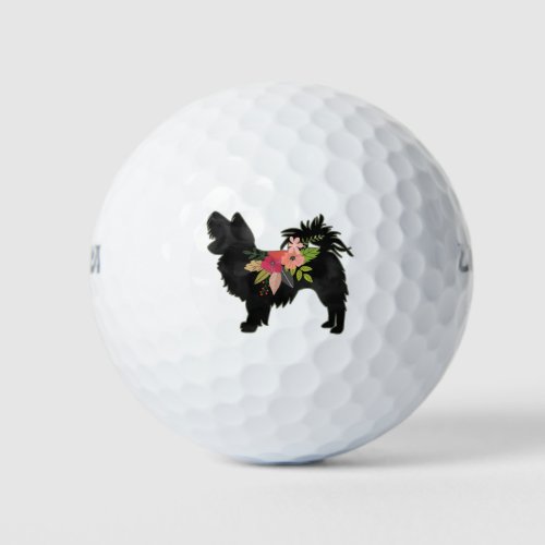 Silky Chihuahua Dog Breed Boho Floral Silhouette Golf Balls