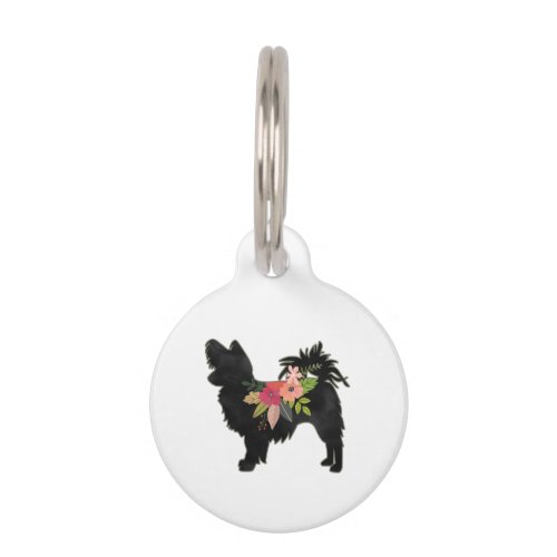 Silky Chihuahua Dog Breed Boho Floral Silhouette Pet ID Tag