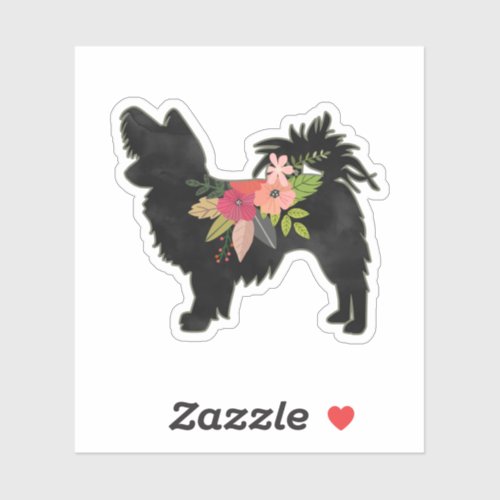 Silky Chihuahua Dog Breed Boho Floral Silhouette Sticker