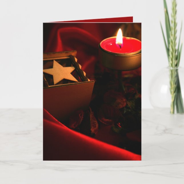 Silky Christmas Wood Star Greeting Card (Front)