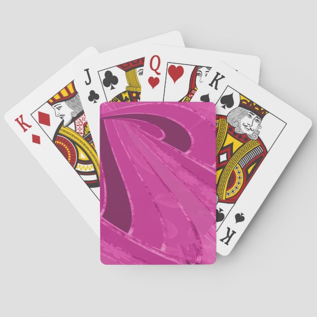 Silky curved lines abstract in pink poker cards (Back)