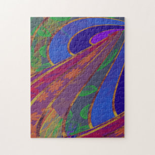 Silky Curved Lines Abstract in Rainbow Colors 2 Jigsaw Puzzle