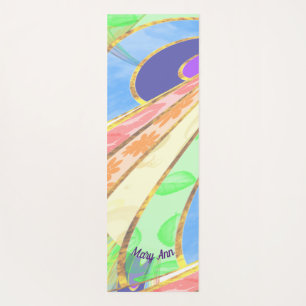Silky Curved Lines Abstract in Rainbow Colors 3 Yoga Mat