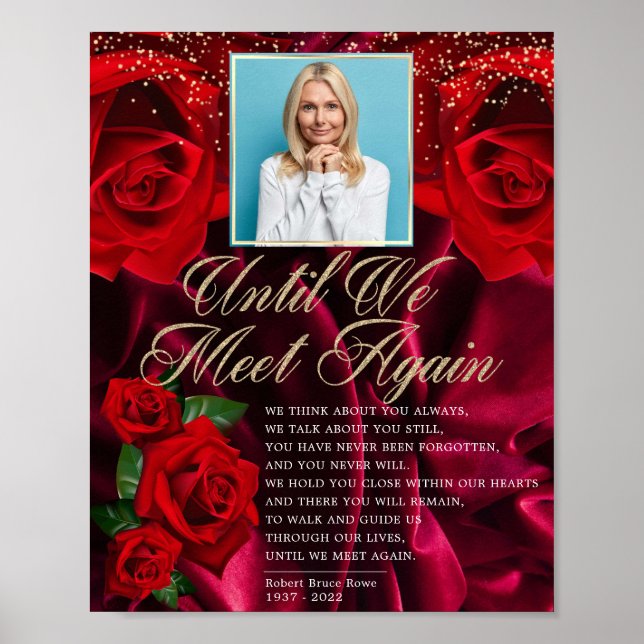 Silky Elegant Red Turkish Roses Funeral Poem Sign (Front)