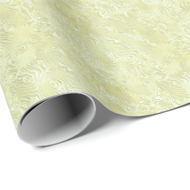 Silky Faux Moire Pattern in Shimmering Yellow Wrapping Paper (Roll Corner)