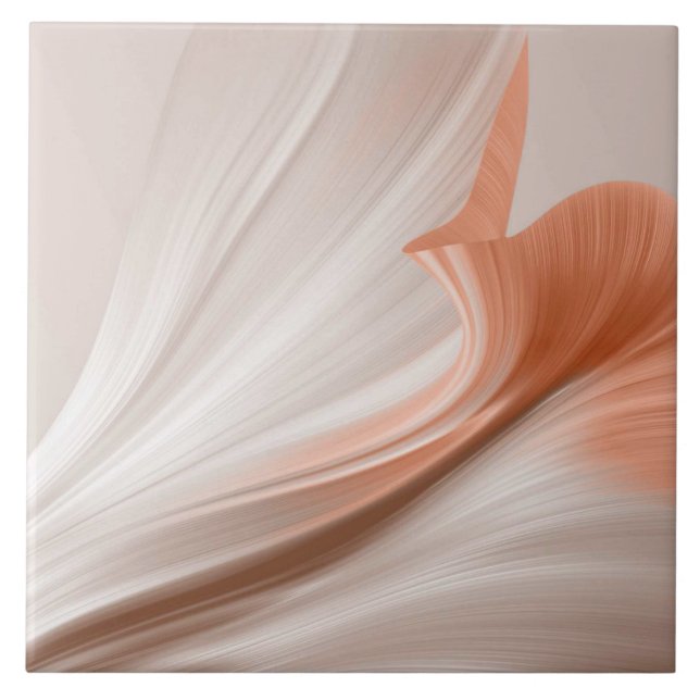Silky Furl Touch of Peach Ceramic Tile (Front)