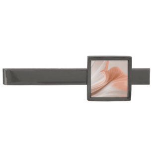 Silky Furl Touch of Peach Gunmetal Finish Tie Bar