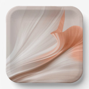 Silky Furl Touch of Peach Paper Plates