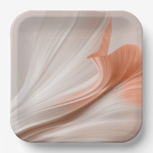 Silky Furl Touch of Peach Paper Plates (Front)