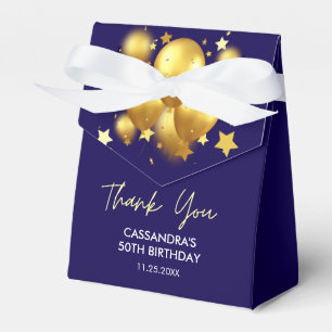 Silky Golden Balloons Stars Navy Birthday Favor Boxes