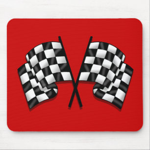 Silky looking Motorsport chequered flag gear Mouse Pad