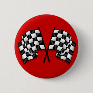 Silky looking Motorsport chequered flag gear Pinback Button