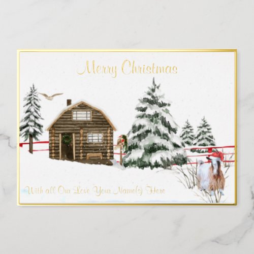 Silky Maggie Goat Foil Holiday Card