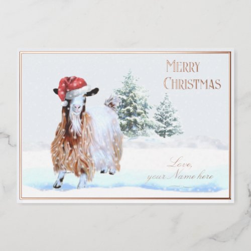 Silky Maggie Goat Foil Holiday Card_Scene 2  Foil Invitation