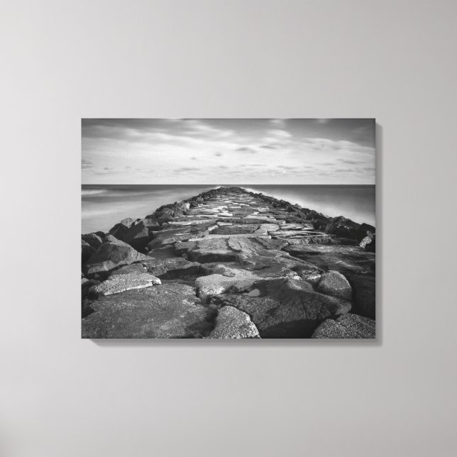 Silky Ocean Against the Jetty Canvas Print (Front)
