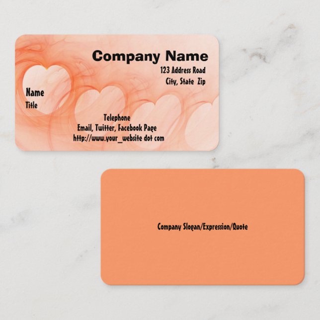 Silky Orange Abstract Heart Line Business Card (Front/Back)