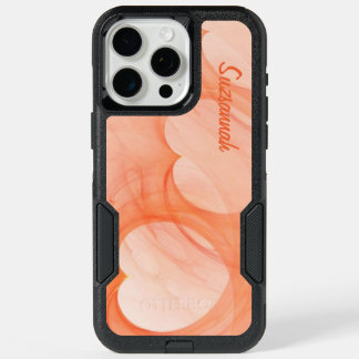 Silky Orange Heart Line Abstract Art Personalized iPhone 15 Pro Max Case