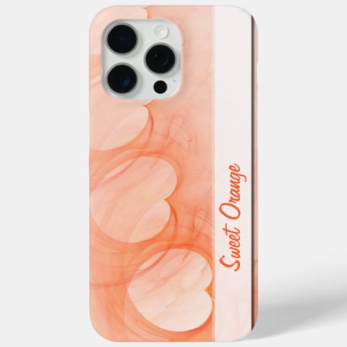 Silky Orange Heart Line Abstract Art Template iPhone 15 Pro Max Case