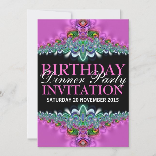 Silky Pink Lace Birthday Dinner Party Invitations (Front)