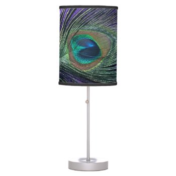 Silky Purple Peacock Feather Table Lamp by Peacocks at Zazzle
