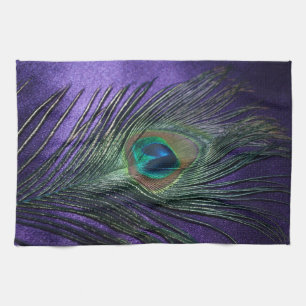 Silky Purple Peacock Feather Towel