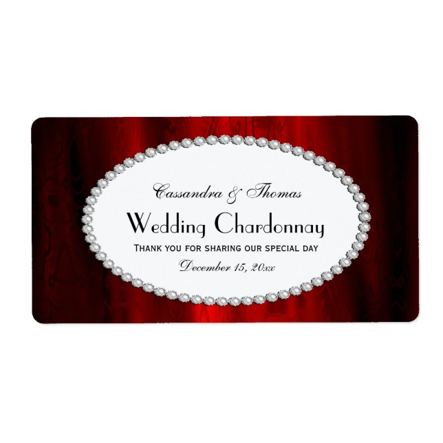 Silky Red Pearl H Wine Bottle Label (Front)