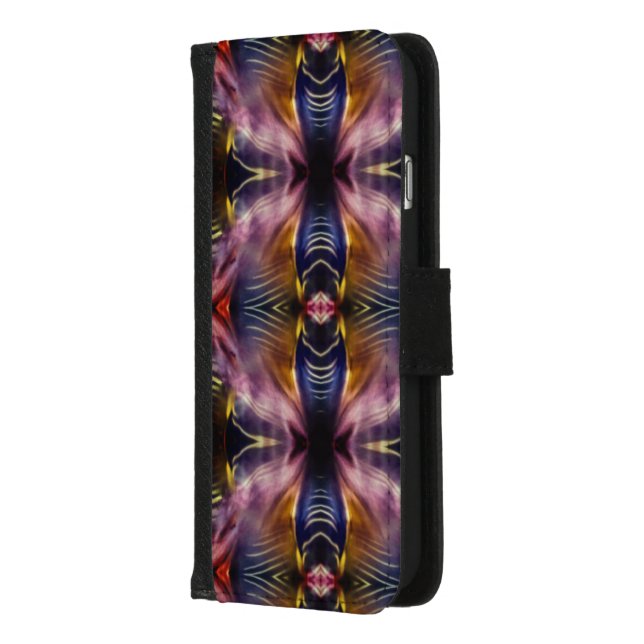 Silky repetition in black and burgundy inflated th iPhone wallet case (Left)