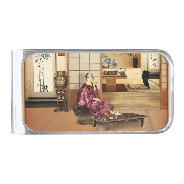 Silky Rice Powder Silver Finish Money Clip (Front)