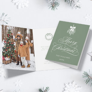 Silky Sage Holly Berry Bouquet Christmas Photo Holiday Card