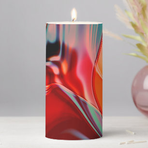 Silky satin red shades twisted reflecting lighting pillar candle
