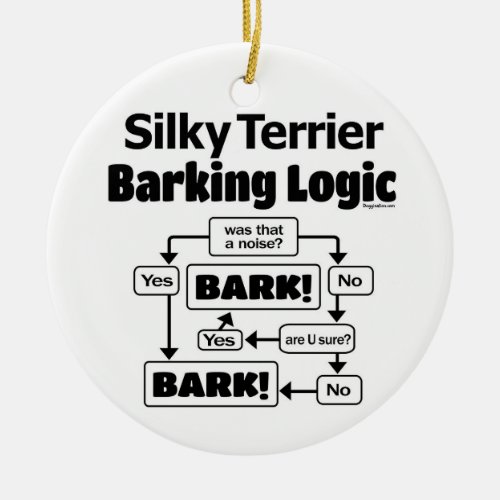 Silky Terrier Barking Logic Ceramic Ornament