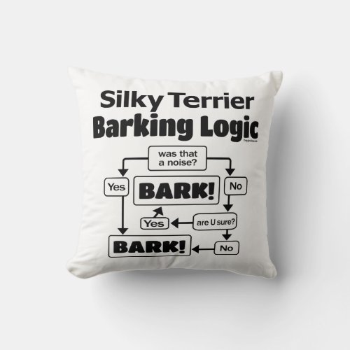 Silky Terrier Barking Logic Throw Pillow