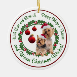 Silky Terrier Christmas Hugs and Kisses Ornament