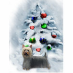 Silky Terrier Christmas Ornament<br><div class="desc">Beautiful Silky Terrier holiday art. The Silky is adorable aside a decorated woodland christmas tree. Cards, ornaments, and apparel. Lots of gift ideas for dog lovers to make the gift giving holiday extra special.</div>