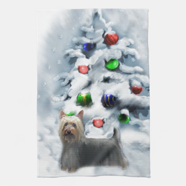 Silky Terrier Christmas Towel (Vertical)